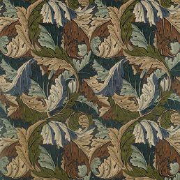 Acanthus Velvet Fabric Slate Blue/Thyme