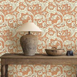Bachelors Button Wallpaper Burnt Orange/Sky