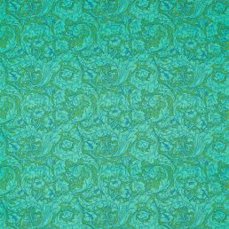 Bachelors Button Fabric Olive/Turquoise