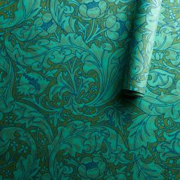 Bachelors Button Wallpaper Olive/Turquoise