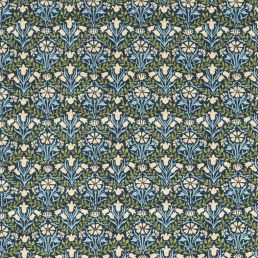 Bellflowers Fabric Indigo/Thyme