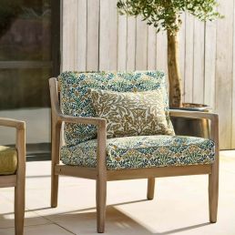 Bellflowers Weave Outdoor Fabric Sky Blue/Forest