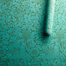 Bird & Anemone Wallpaper Olive/Turquoise