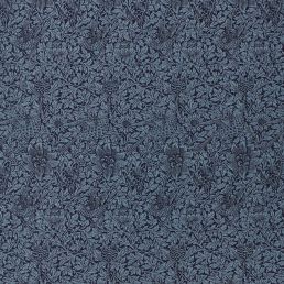 Bird & Anemone Weave Outdoor Fabric Indigo