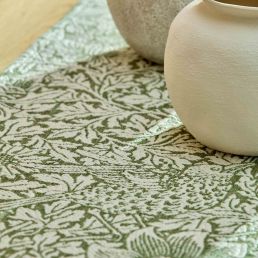 Bird & Anemone Weave Outdoor Fabric Apricot/Linen