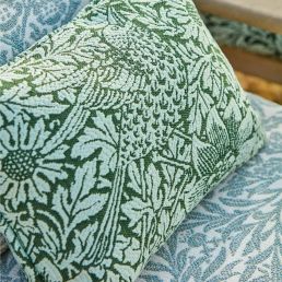 Bird & Anemone Weave Outdoor Fabric Linen