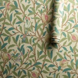 Bird & Pomegranate Wallpaper Bayleaf/Cream