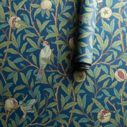 Bird & Pomegranate Wallpaper Blue/Sage