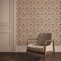 Birds & Grape Wallpaper Chocolate/Blush
