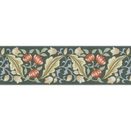 Bluebell & Peony Border Wallpaper Bayleaf/Manilla