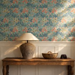 Bower Wallpaper Indigo/Barbed Berry