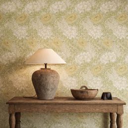 Chrysanthemum Wallpaper Pale Olive