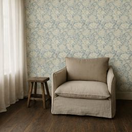 Chrysanthemum Toile Wallpaper China Blue/Cream