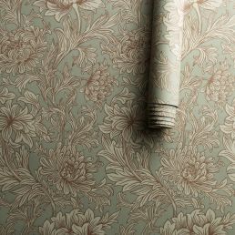 Chrysanthemum Toile Wallpaper Eggshell/Gold
