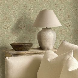 Chrysanthemum Toile Wallpaper Eggshell/Gold