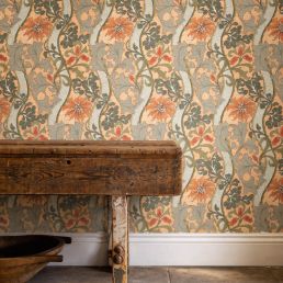 Cornflower Wallpaper Russet/Teal