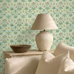 Daisy Wallpaper Pale Green/Rose