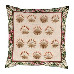 Daisy Tile Cushion, Olive and Ivory Olive and Ivory