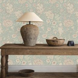 Double Bough Wallpaper Teal Rose