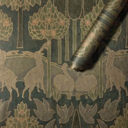 Duleek Silk Wallpaper Silk Blue/Gold
