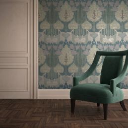 Duleek Silk Wallpaper Silk Blue/Gold