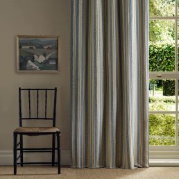Elm Stripe Fabric Indigo/Flax
