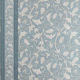 Etched Scrolling Tulip Wallpaper Faded Indigo