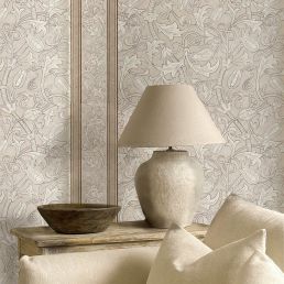 Etched Scrolling Tulip Wallpaper Parchment
