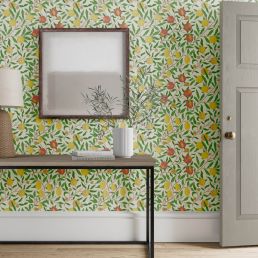 Fruit Wallpaper Leaf Green/Madder