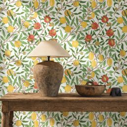 Fruit Wallpaper Leaf Green/Madder