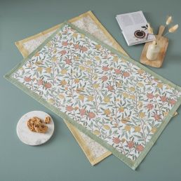 Fruits & Marigold Set of 2 Tea Towels, Multi Multi