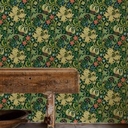 Golden Lily Wallpaper Indigo