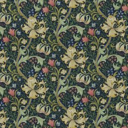 Golden Lily Fabric Midnight/Green