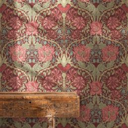 Honeysuckle & Tulip Wallpaper Burgundy/Sage