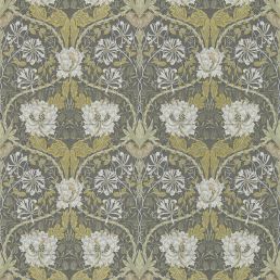 Honeysuckle & Tulip Wallpaper Charcoal/Gold