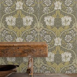 Honeysuckle & Tulip Wallpaper Charcoal/Gold