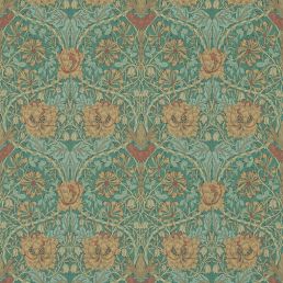 Honeysuckle & Tulip Wallpaper Emerald/Russet