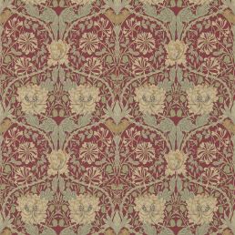 Honeysuckle & Tulip Wallpaper Red/Gold