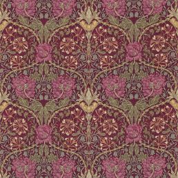 Honeysuckle & Tulip Fabric Wine/Bayleaf