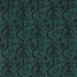 Indian Flock Velvet Fabric Cerulean/Walnut