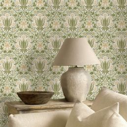 Iris & Rose Wallpaper Bayleaf/Weld