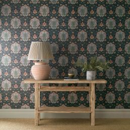 Iris & Rose Wallpaper Indigo/Thyme