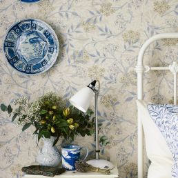 Jasmine Wallpaper Ecru/Woad