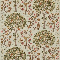 Kelmscott Tree Embroidery Fabric Russet/Artichoke