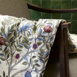 Kelmscott Tree Embroidery Fabric Woad/Rose