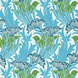 Laceflower Wallpaper Garden Green/Lagoon