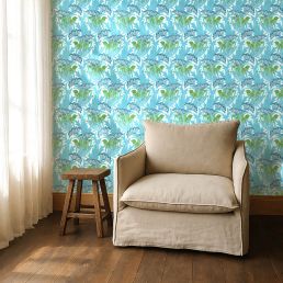 Laceflower Wallpaper Garden Green/Lagoon