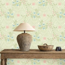 Larkspur Wallpaper Green/Coral