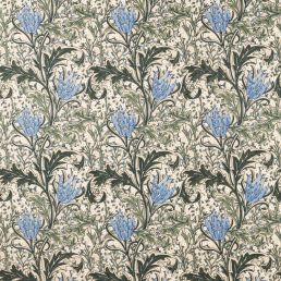 Lent Lily Embroidery Fabric Forest/Cornflower Blue