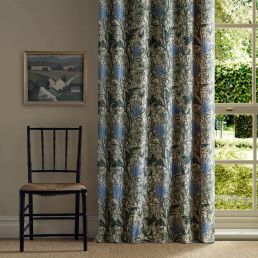 Lent Lily Embroidery Fabric Forest/Cornflower Blue